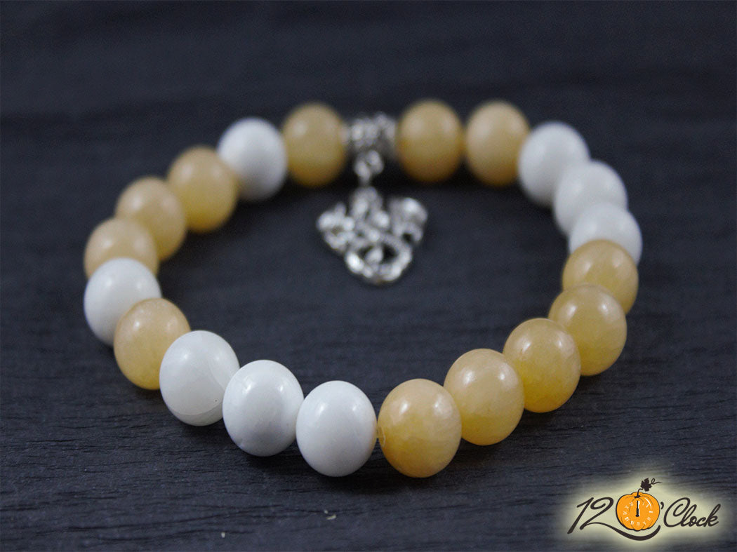 Гривна "Годината на дървения дракон" - бял и жълт жадеит