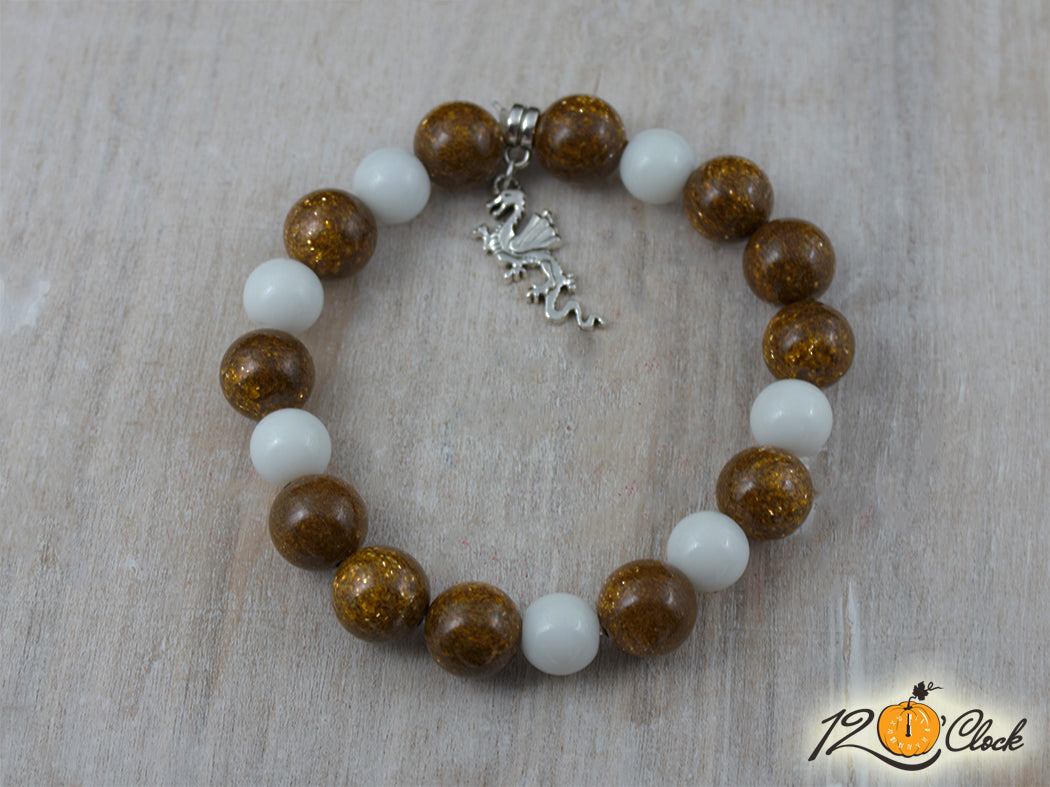 Гривна "Годината на дървения дракон" – бронзит и бял ахат