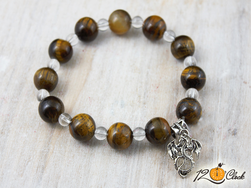 Гривна "Годината на дървения дракон" – тигрово око и планински кристал