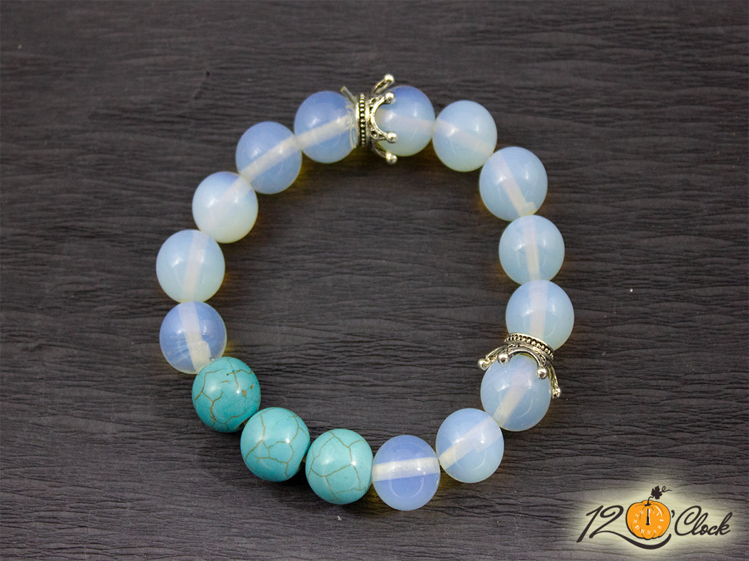 Гривна "Лунен камък с тюркоаз" - зодия Скорпион