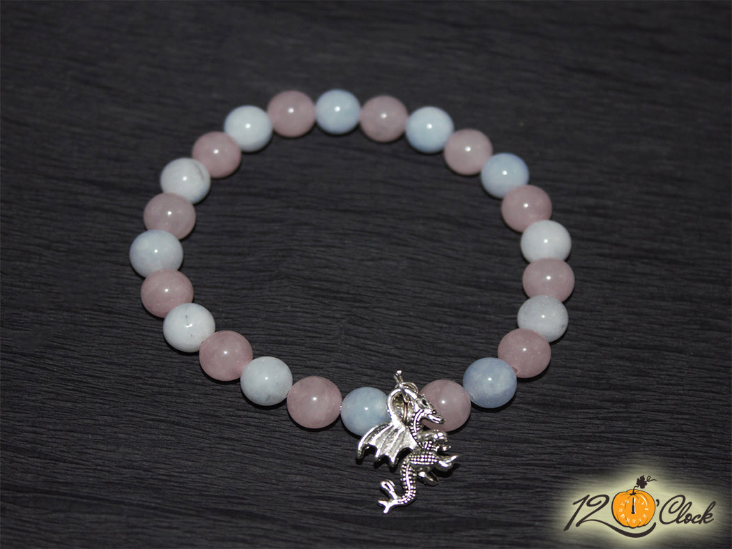 Гривна "Годината на дървения дракон" – берил и розов кварц