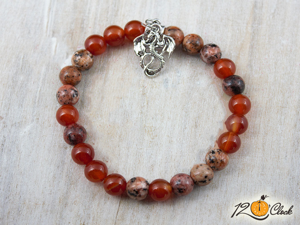 Гривна "Годината на дървения дракон" - карнеол и яспис