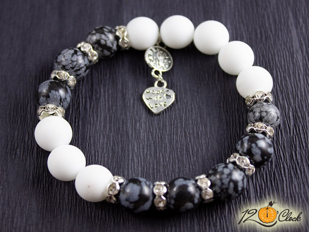 Гривна "Обсидиан и бял ахат мат" - зодия Телец