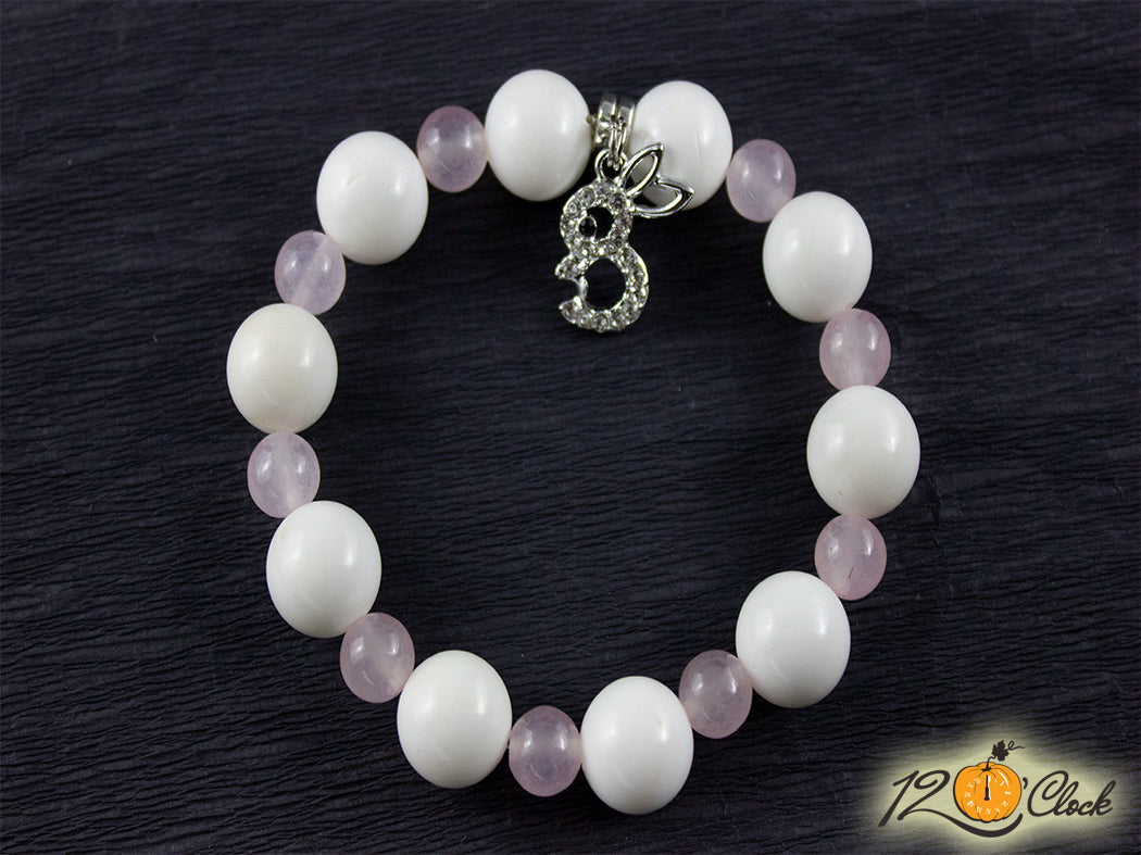 Гривна "Годината на Черния Воден Заек" – седеф и розов кварц