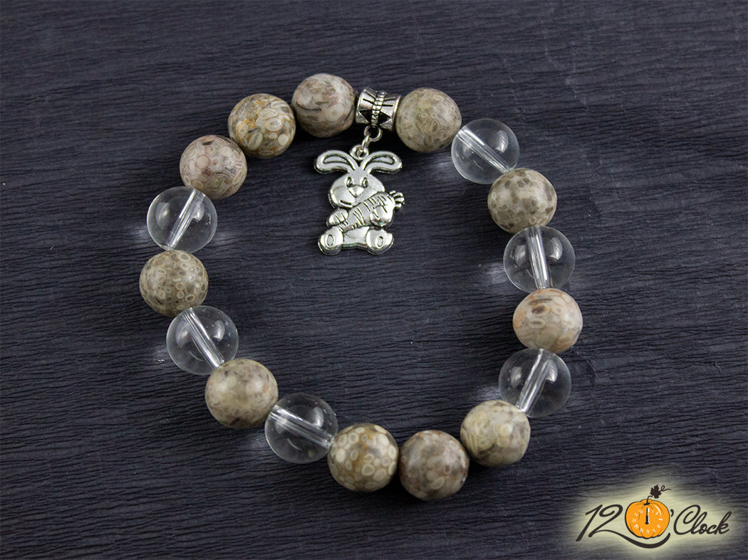 Гривна "Годината на Черния Воден Заек" – леопардов яспис и планински кристал