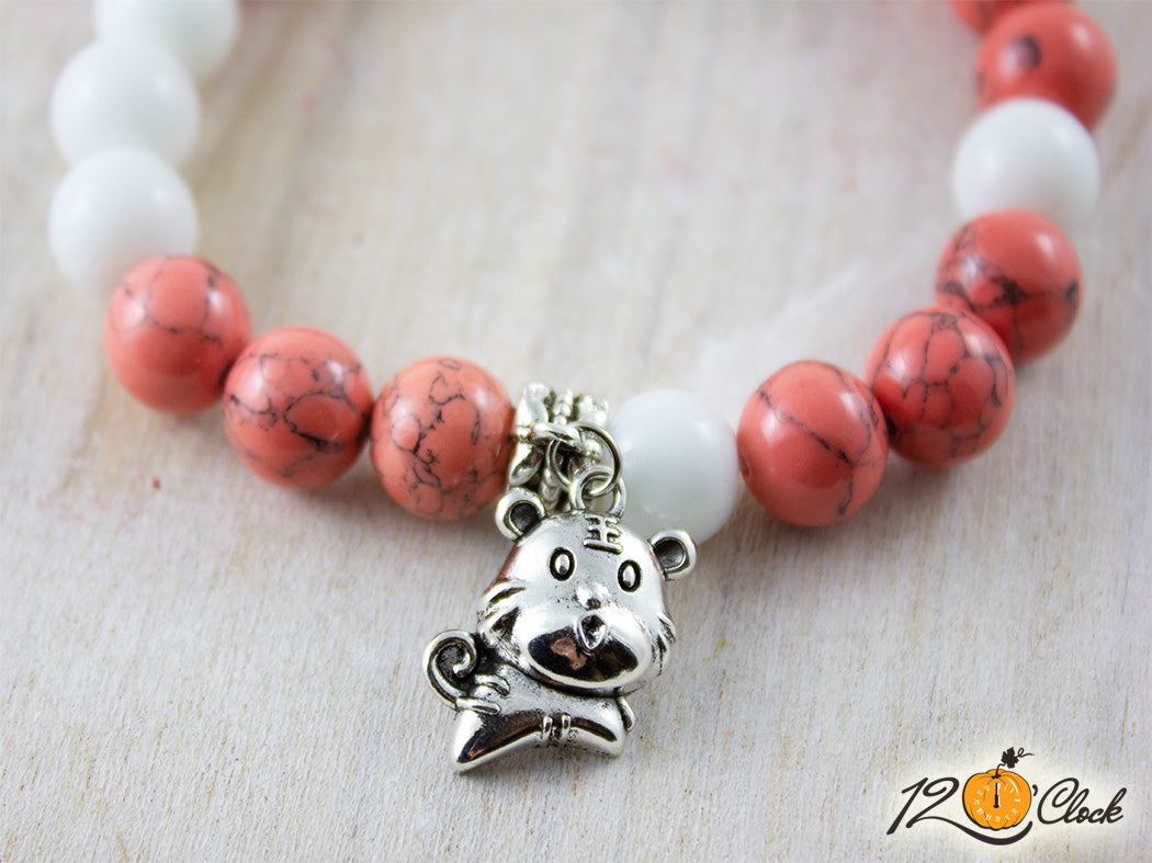 Гривна "Годината на Водния тигър" - розов хаулит и ахат