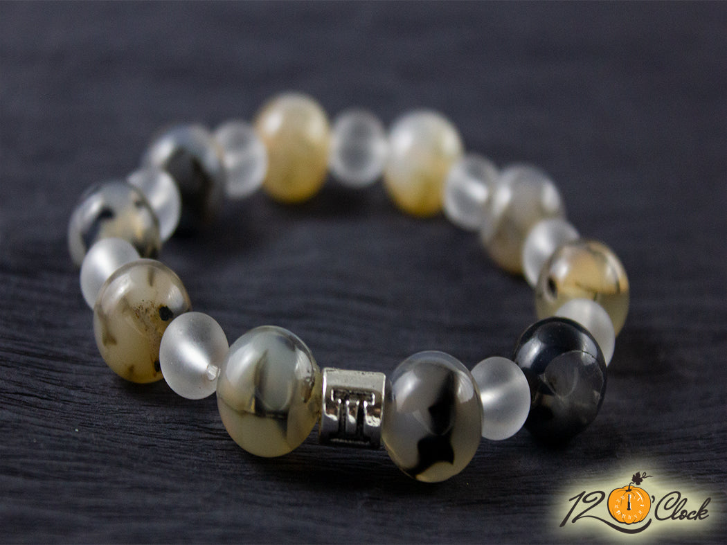 Гривна "Драконов ахат и планински кристал" - зодия Близнаци