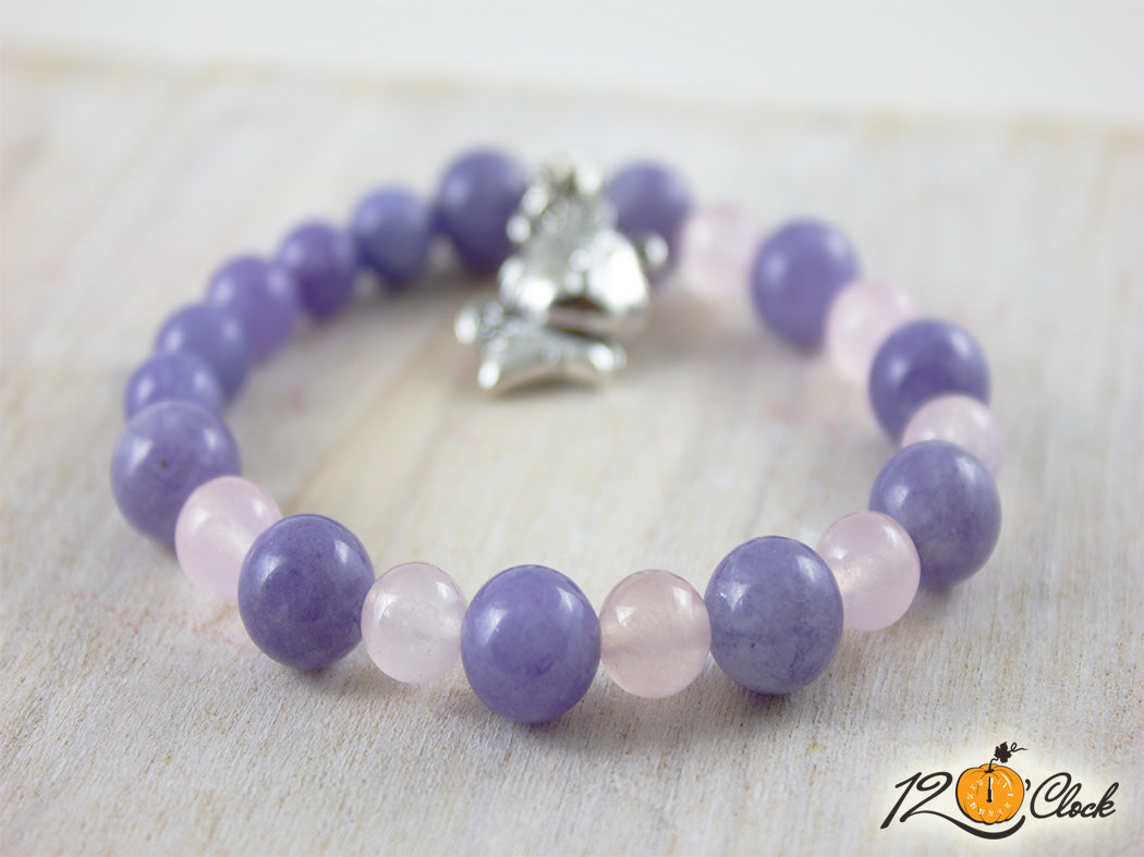 Гривна "Годината на Водния тигър" - розов кварц и аквамарин