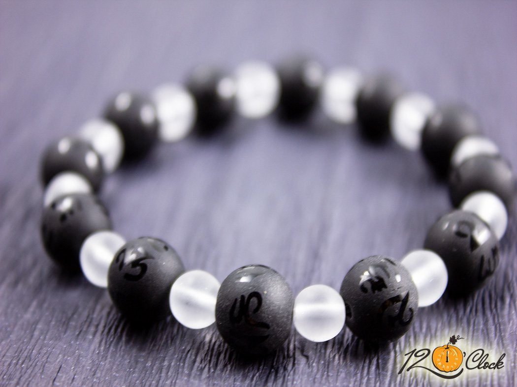 Гривна "Оникс мат и планински кристал мат"