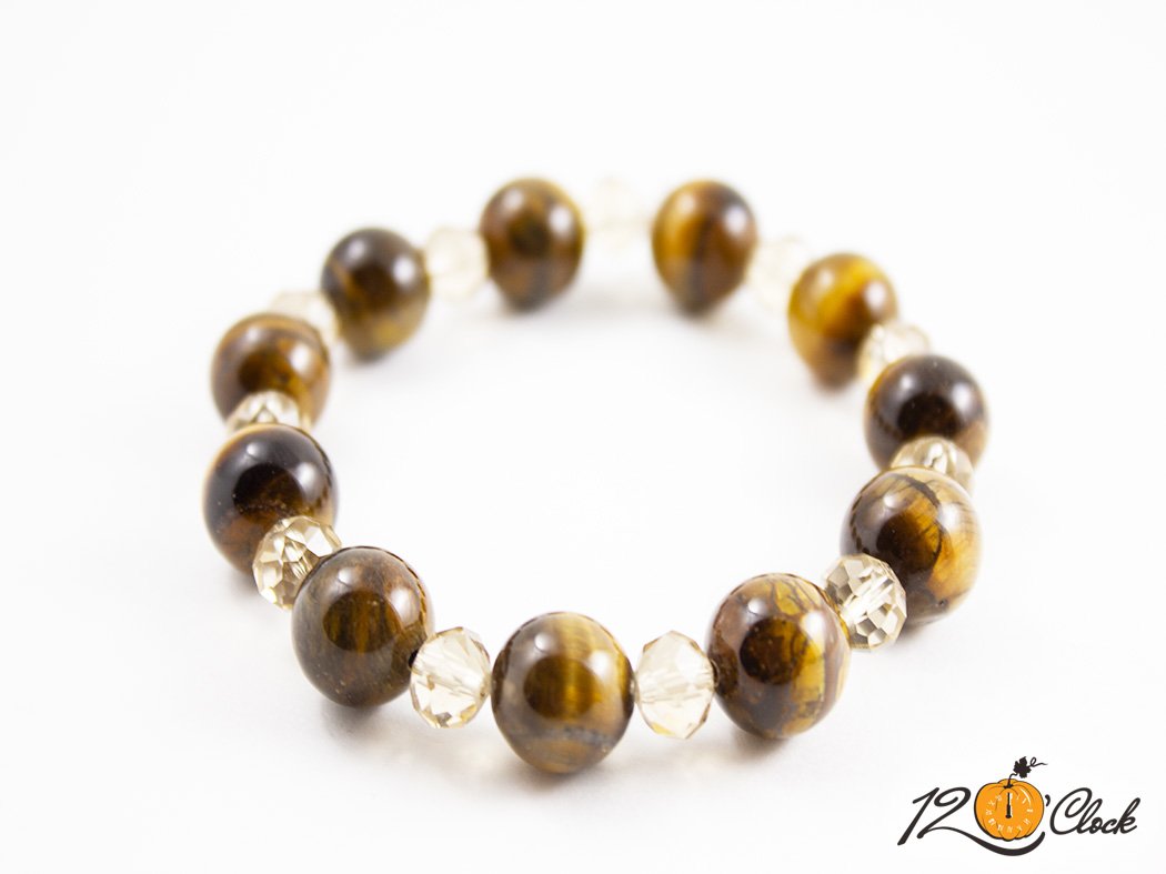 Гривна "Тигрово око и фасетиран кристал"