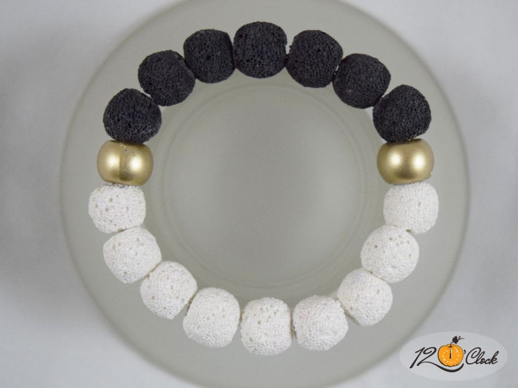 Гривна "Черно-бял вулканичен камък"