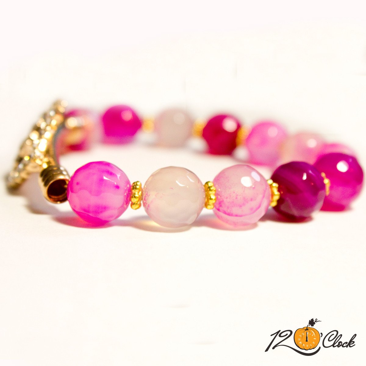 Гривна Розов фасетиран ивчест ахат и сърца