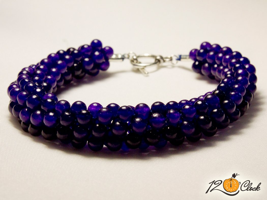 Кръгла плетеница "Тъмно лилав ахат"