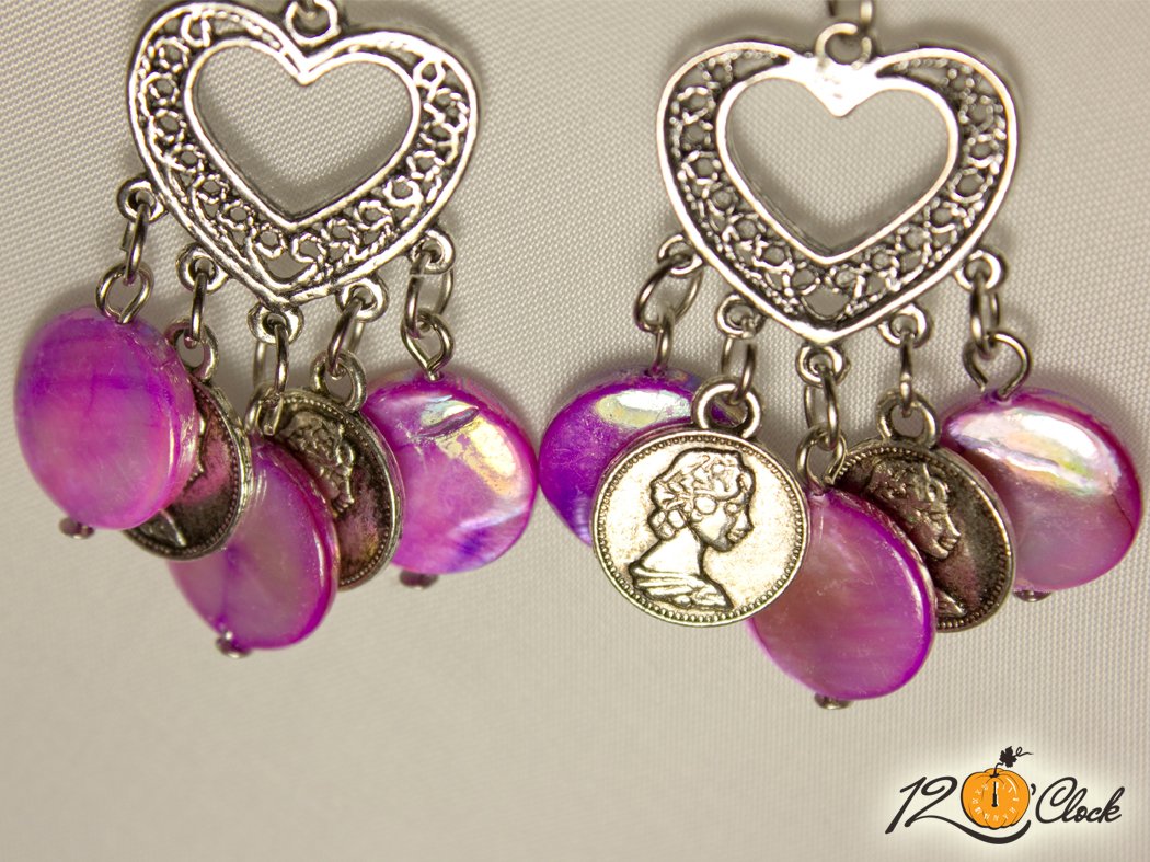 Обици "Седефено сърце"