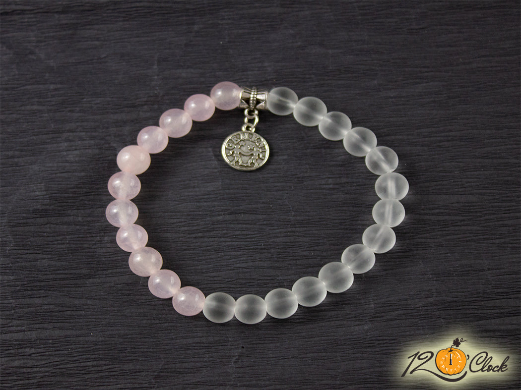 Гривна "Планински кристал и розов кварц" - зодия Близнаци