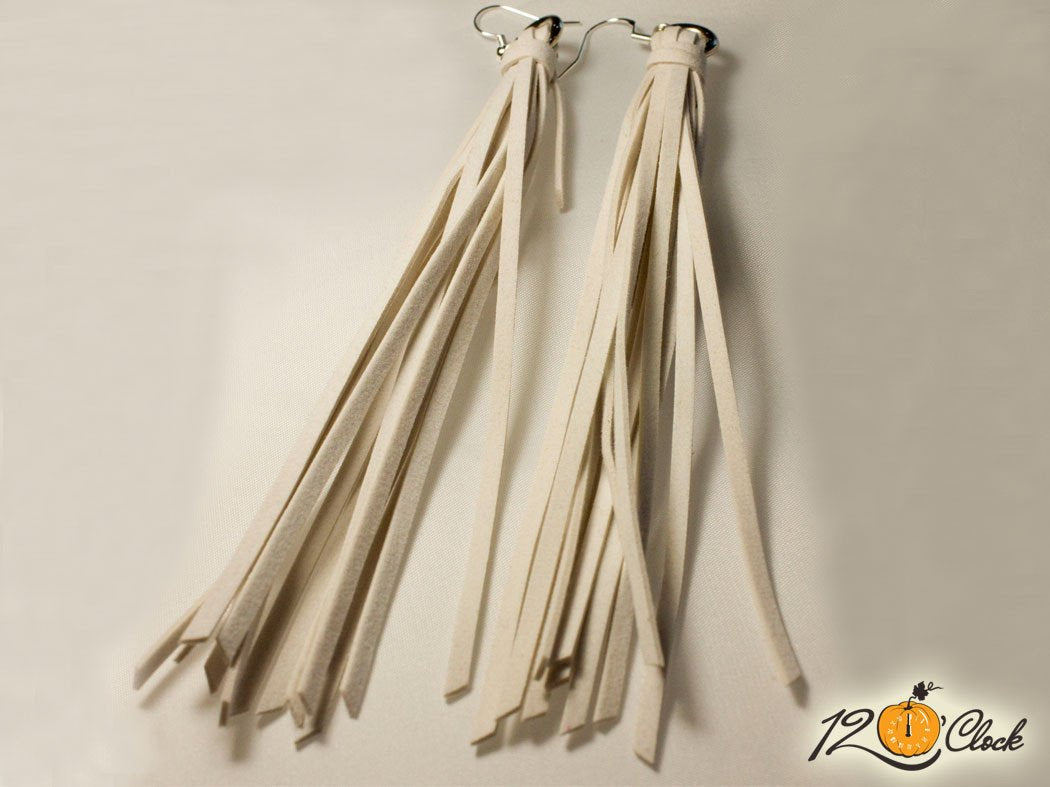 Велурени обици "Бяло"