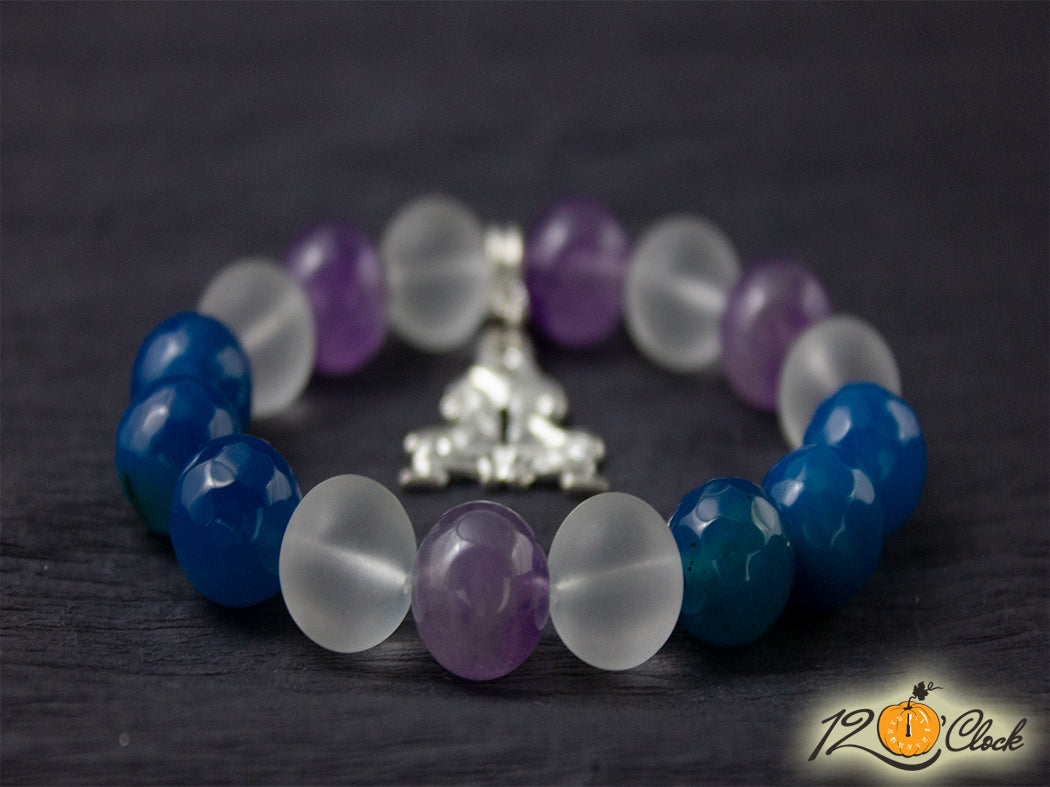 Гривна "Син ахат, аметист и планински кристал" - Зодия Близнаци