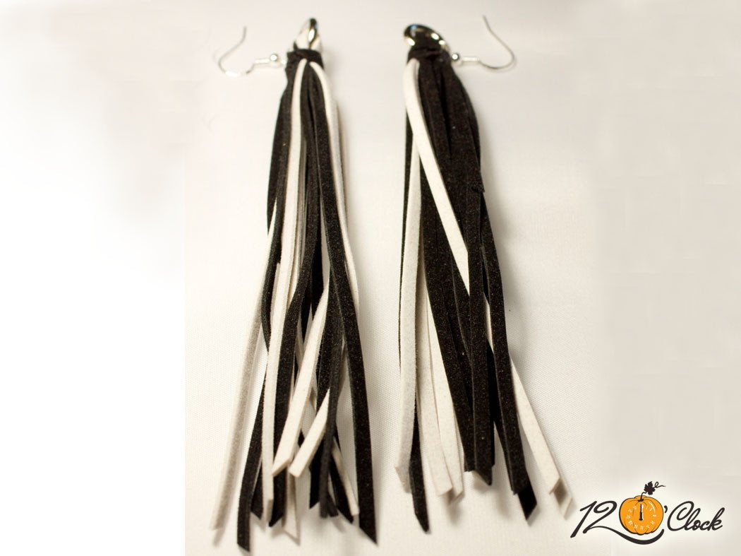 Велурени обици "Черно и бяло"