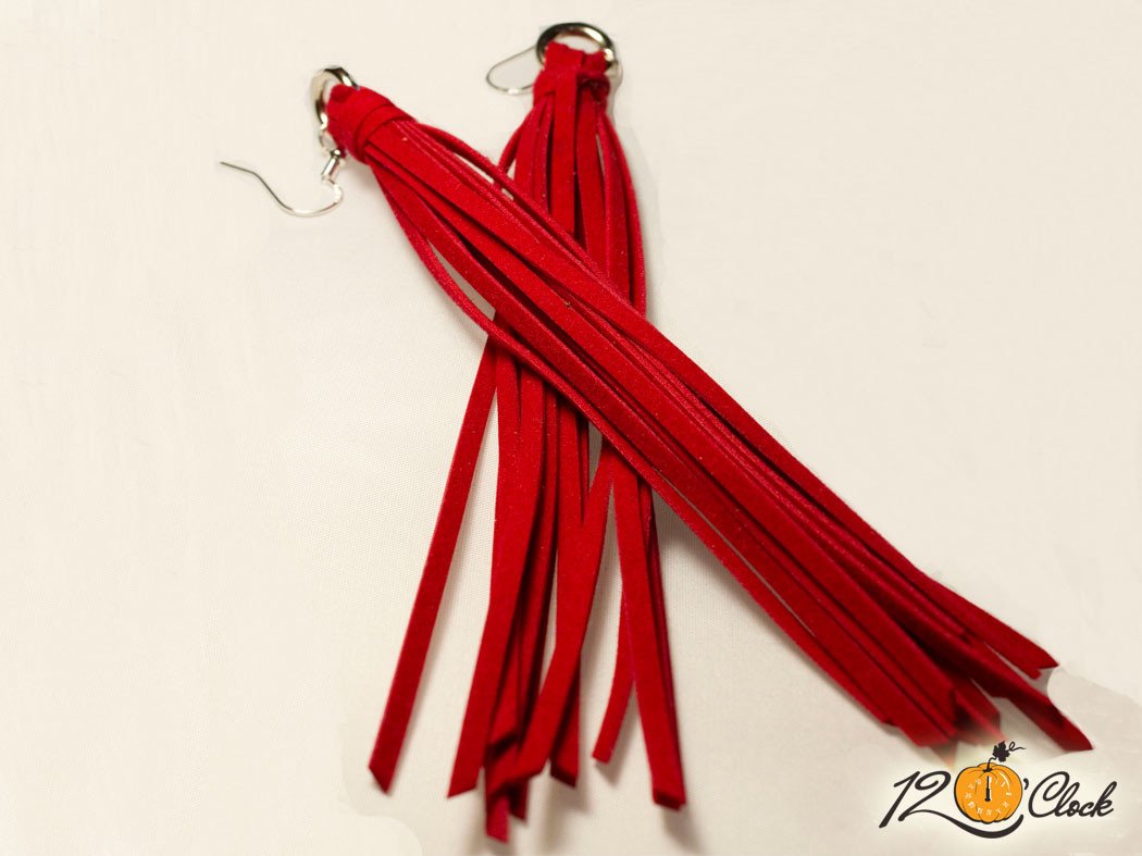 Велурени обици "Червено"