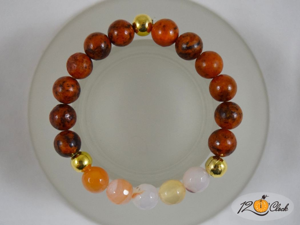 Гривна "Оранжева хризокола и ахат"