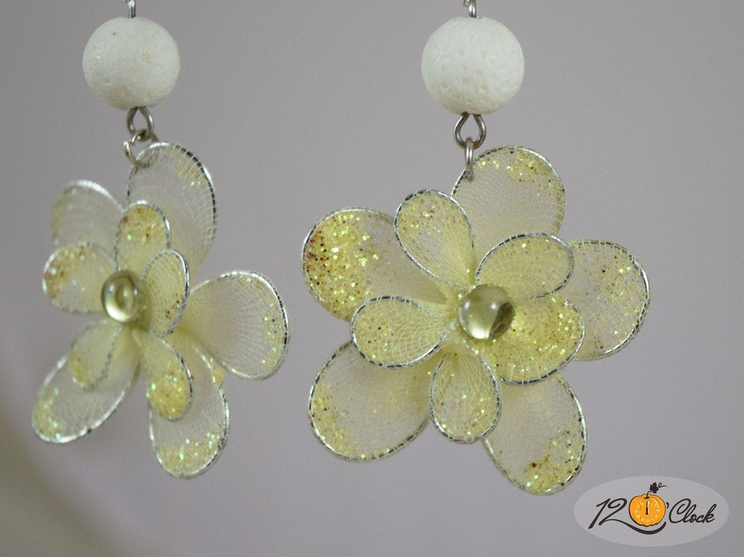 Обици "Цвете от вулкана в жълто"