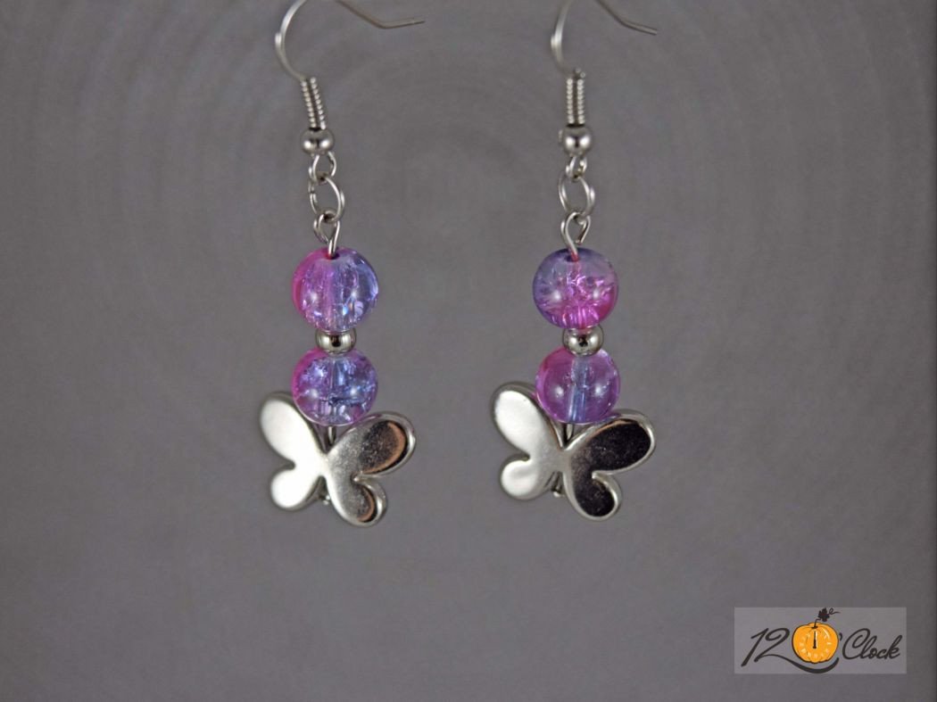 Обици "Лилава Пеперуда"