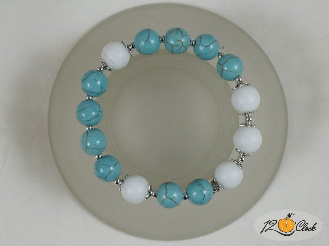 Гривна "Син тюркоаз и ахат" - зодия Рак