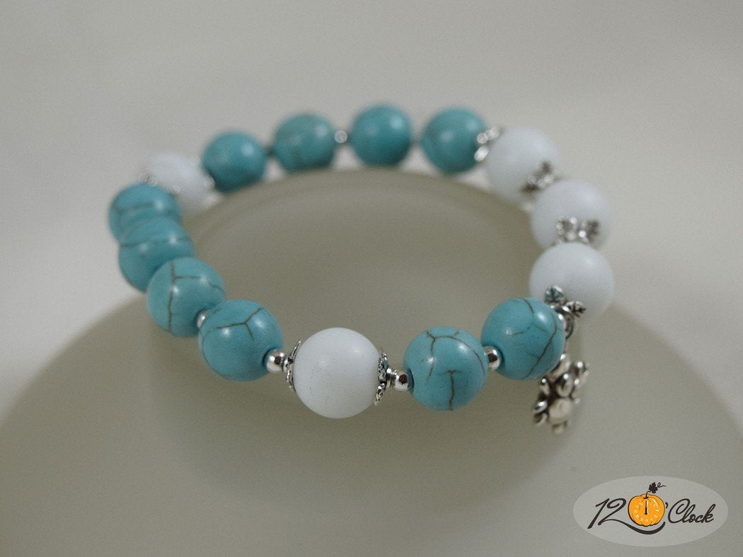 Гривна "Син тюркоаз и ахат" - зодия Рак