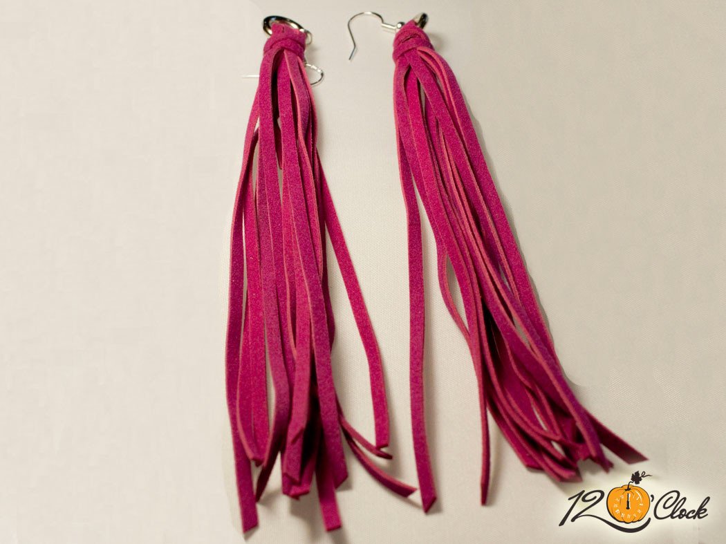 Велурени обици "Тъмно розово"