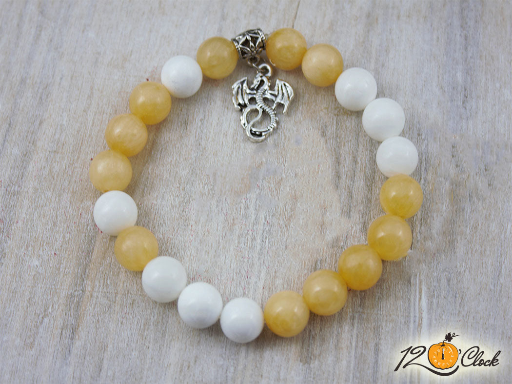 Гривна "Годината на дървения дракон" - бял и жълт жадеит