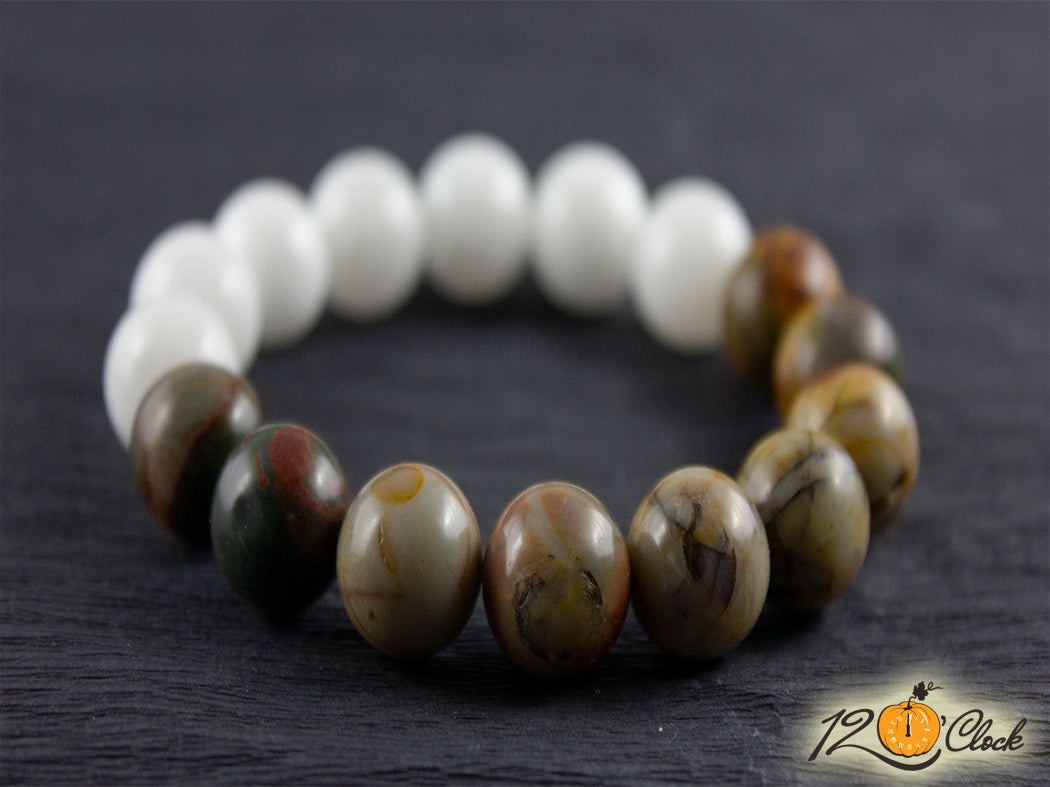 Гривна "Яспис пикасо и бял кварц"