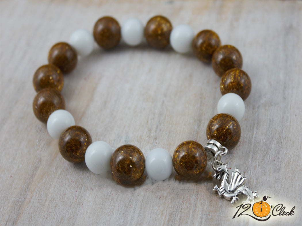 Гривна "Годината на дървения дракон" –  бронзит и бял ахат