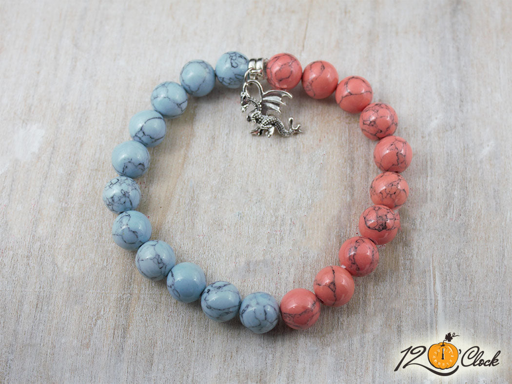 Гривна "Годината на дървения дракон" - син и розов хаулит