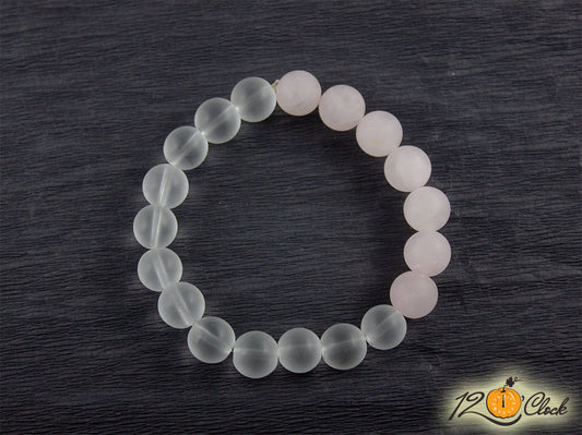 Гривна "Розов кварц мат и планински кристал"