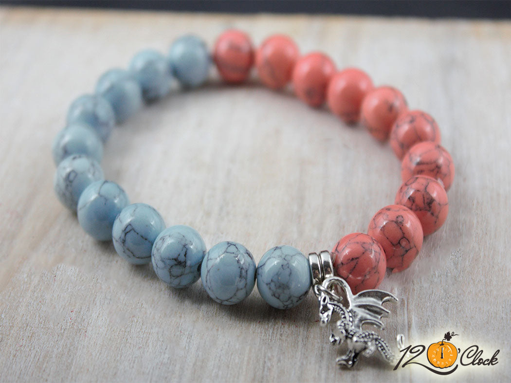 Гривна "Годината на дървения дракон" - син и розов хаулит