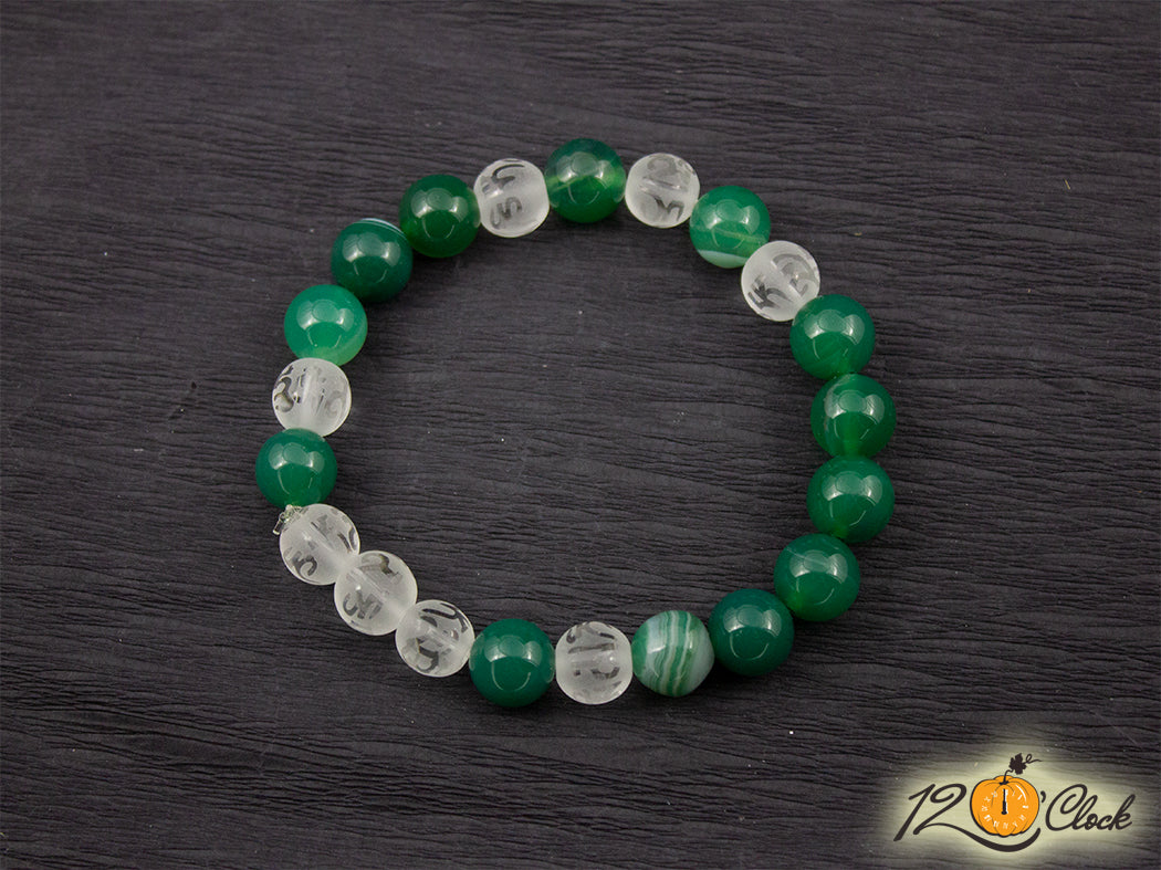 Гривна "Зелен ивчест ахат и планински кристал"