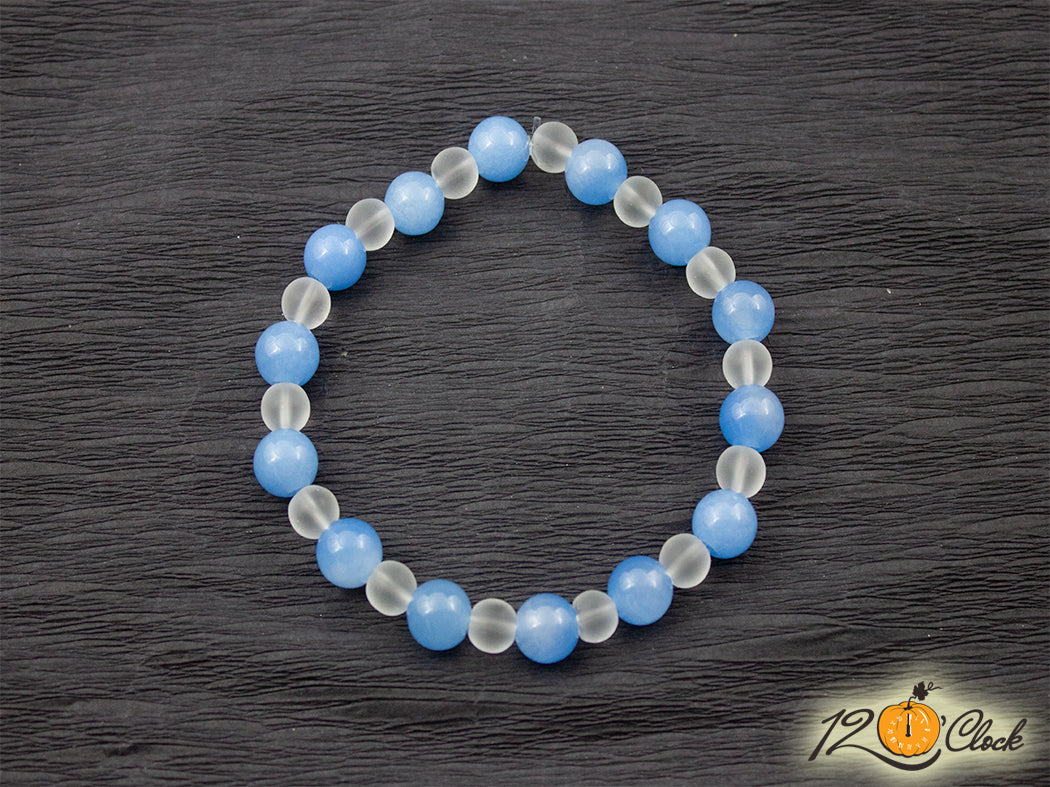 Гривна "Светло син ахат и планински кристал мат"