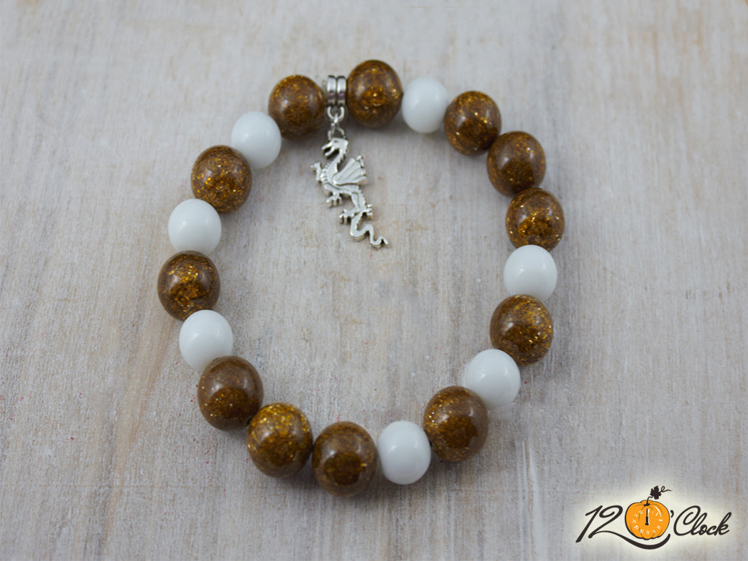 Гривна "Годината на дървения дракон" –  бронзит и бял ахат