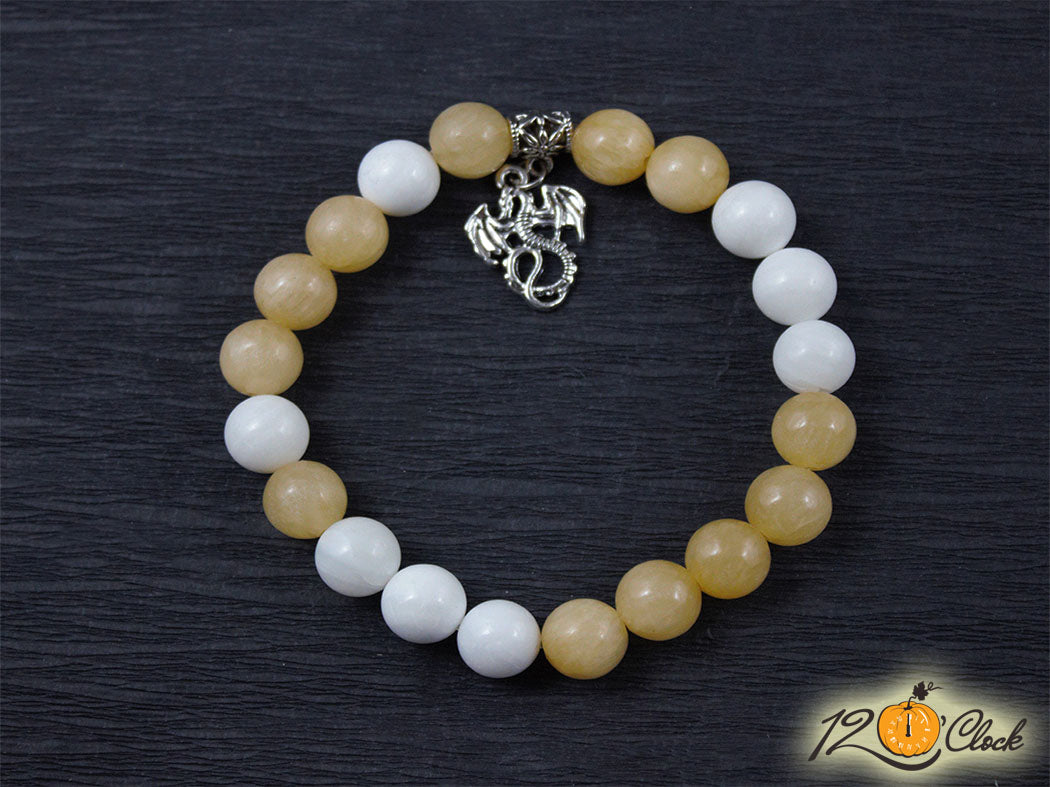 Гривна "Годината на дървения дракон" - бял и жълт жадеит