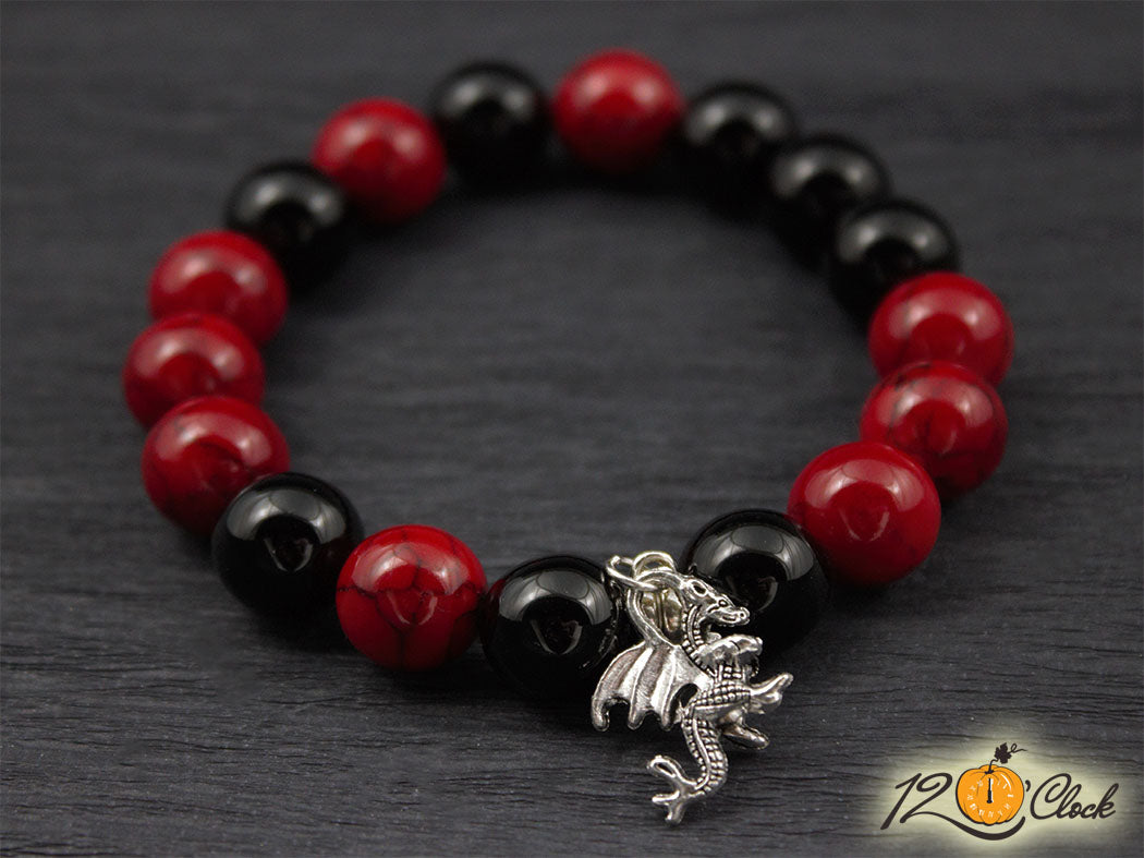 Гривна "Годината на дървения дракон" –  оникс и червен хаулит