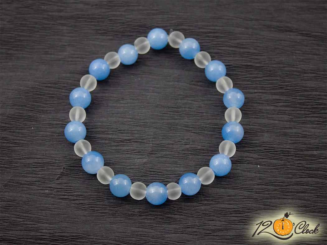 Гривна "Светло син ахат и планински кристал мат"