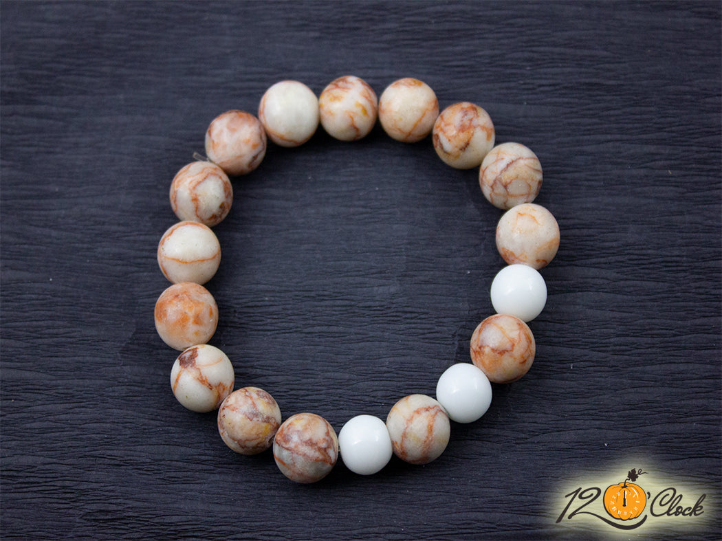 Гривна "Родохрозит и бял кварц"