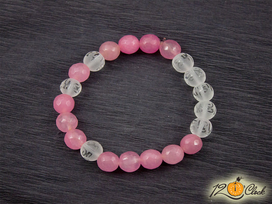 Гривна "Розов кварц и планински кристал"