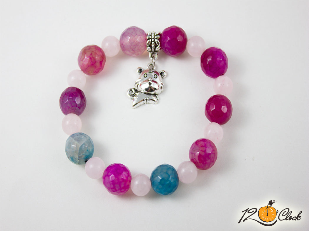 Гривна "Годината на Водния тигър" - ахат и розов кварц