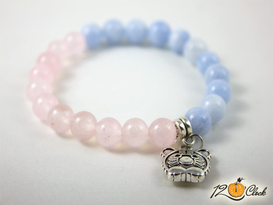 Гривна "Годината на Водния тигър" - петалит и розов кварц