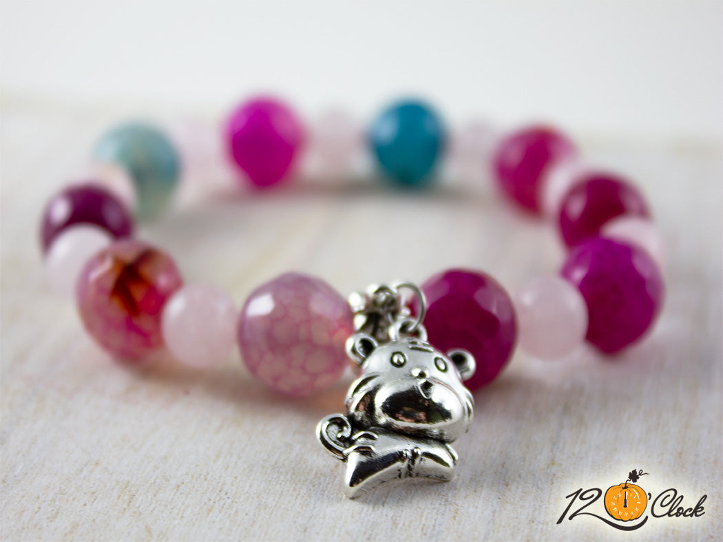 Гривна "Годината на Водния тигър" - ахат и розов кварц