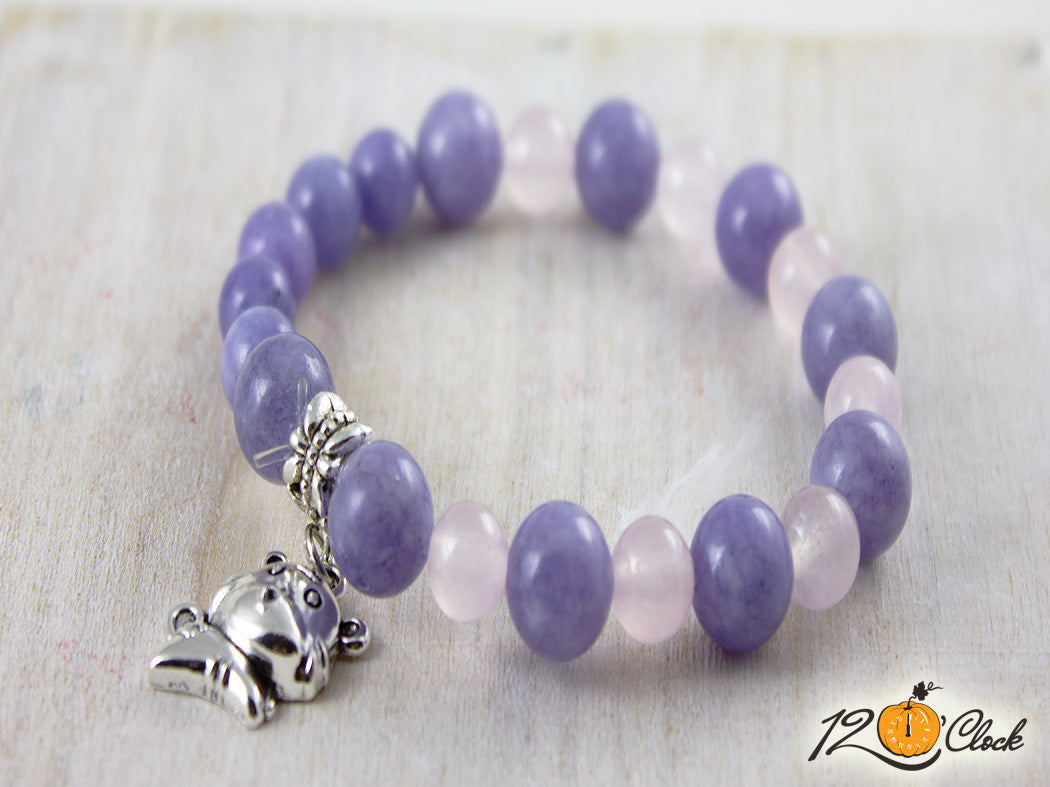 Гривна "Годината на Водния тигър" - розов кварц и аквамарин