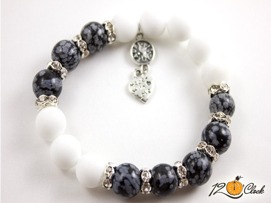 Гривна "Обсидиан и бял ахат мат" - зодия Телец