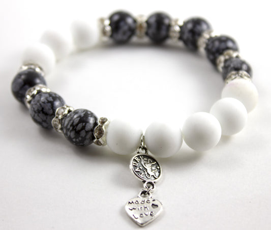 Гривна "Обсидиан и бял ахат мат" - зодия Телец