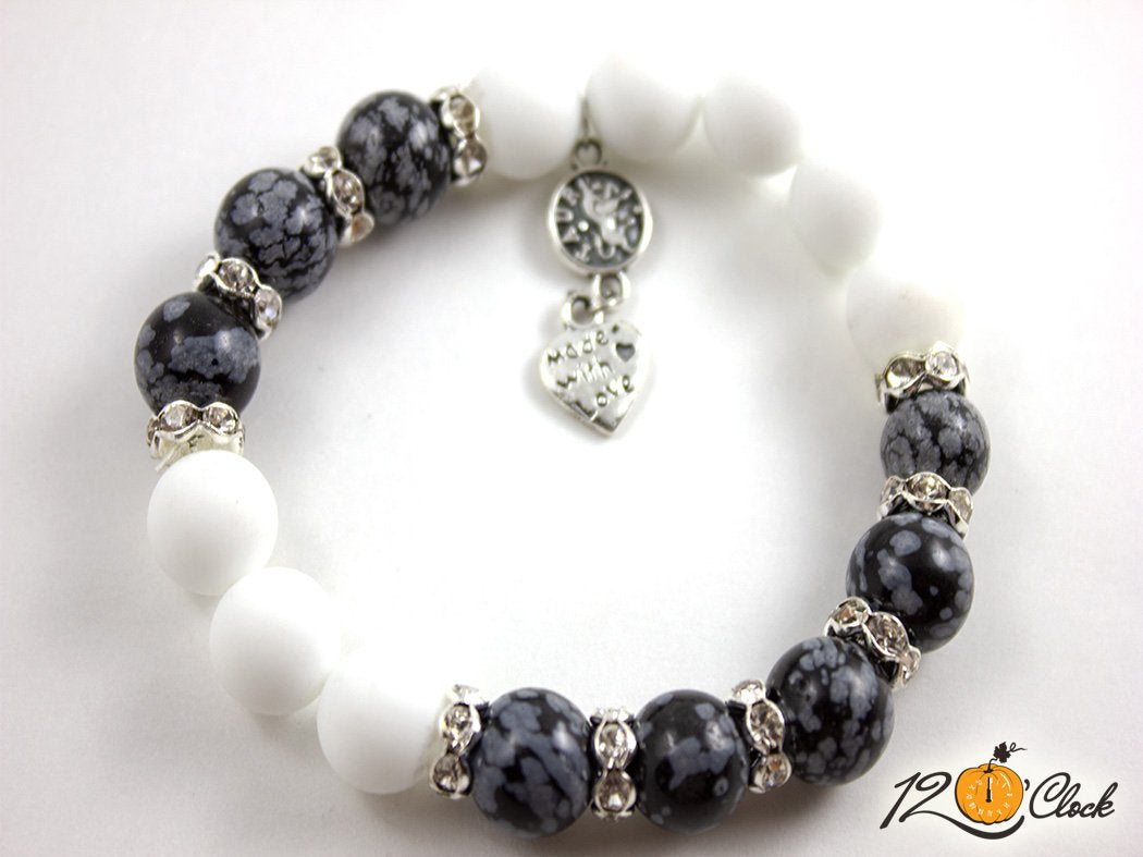 Гривна "Обсидиан и бял ахат мат" - зодия Телец